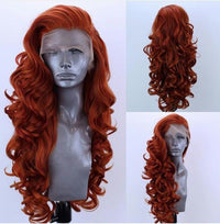 PREMIUM LACE FRONT 28 INCHES SYTHENTIC CURLY WIG- GINGER