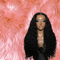 HUMAN HAIR DEEP WAVE NATURAL BLACK WIG